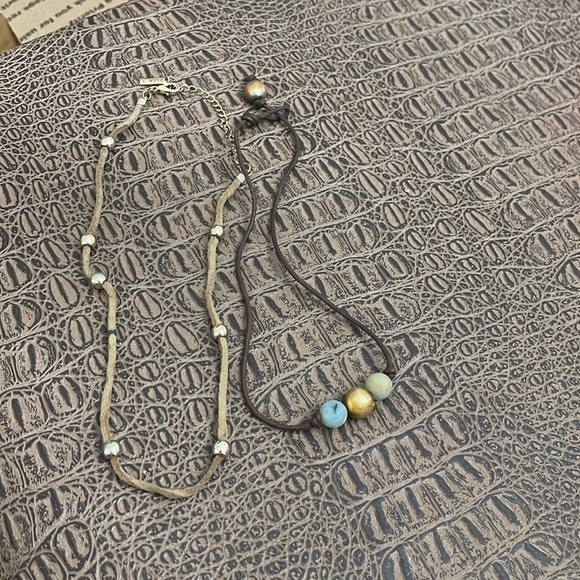 2-Piece Natural Beaded and Cord Necklace Set, Adjustable Earthy Boho Jewelry - Picture 1 of 2
